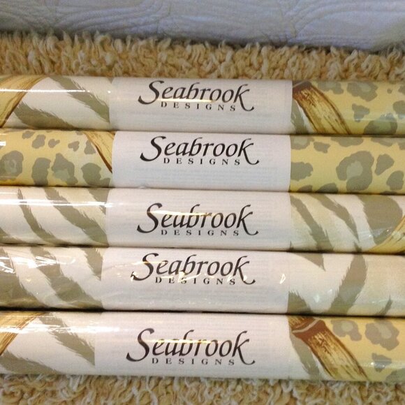 5 Rolls Seabrook Designs Single Roll Pre-pasted Wallpaper; Bamboo and Animal Prt - Picture 1 of 2